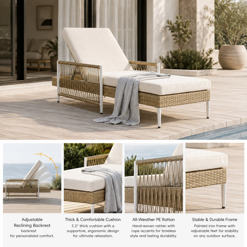 Chaise longue Minimalist, Beige