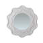 Miroir mural rond de 31,5 po avec cadre en MDF texturé blanc, sculpté de fleurs ondulées et festonnées