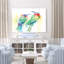 Aquarelles tropicales colorées, vert, jaune, bleu, sur fond blanc-945300339