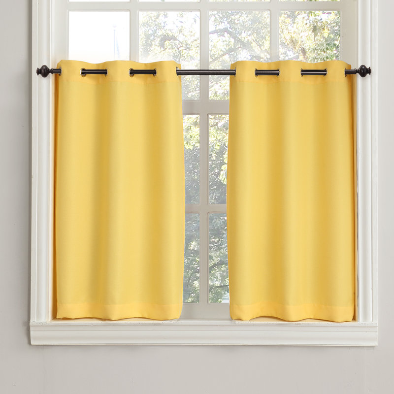 Paire de rideaux de cuisine semi-transparents Sauel, l 56 po x L 36 po, Jaune