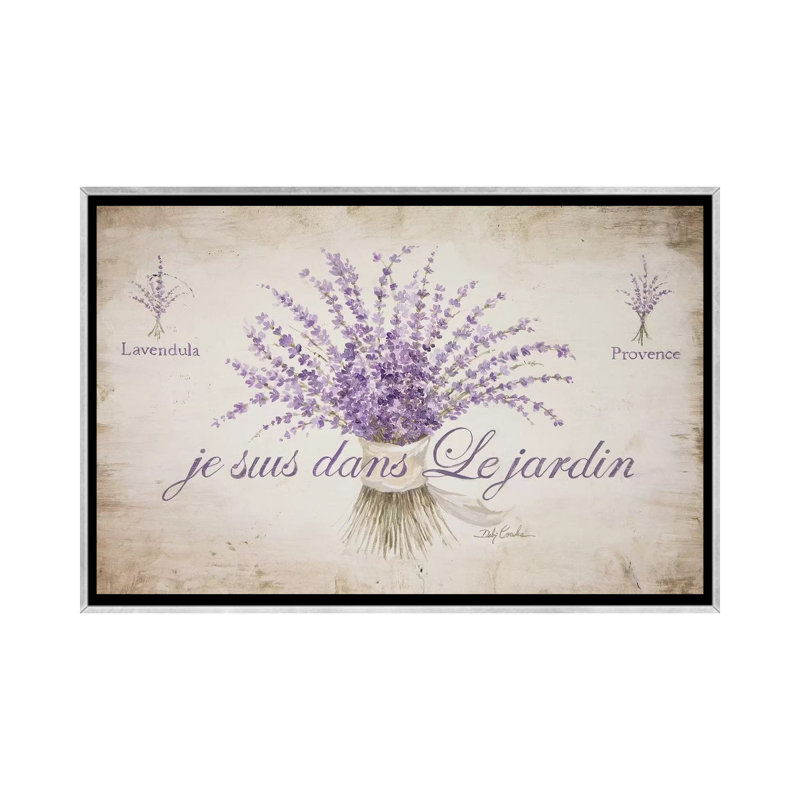 Français lavande par Debi coules-reproduction d’art, H 26 po x l 40 po x P 1,5 po, Encadrement argenté, Pas de tapis