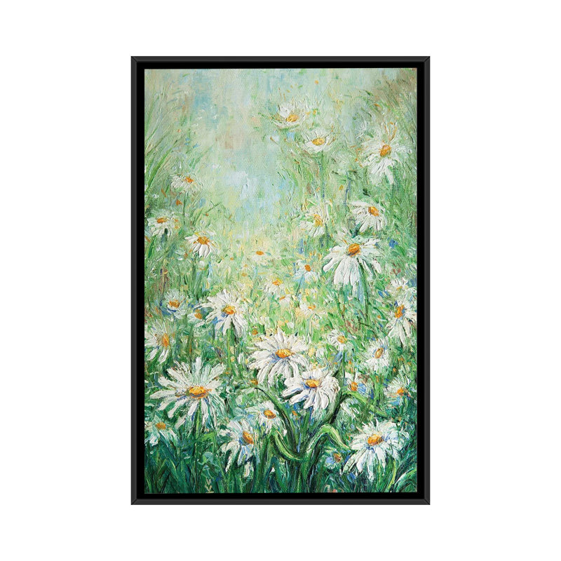 Summer Daisies by Vlada Koval - Painting on Canvas, 66.04 cm H x 45.72 cm W, Black Framed