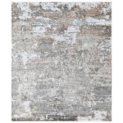 One-of-a-Kind Ash Blush Graphic Hand-Knotted Area Rug