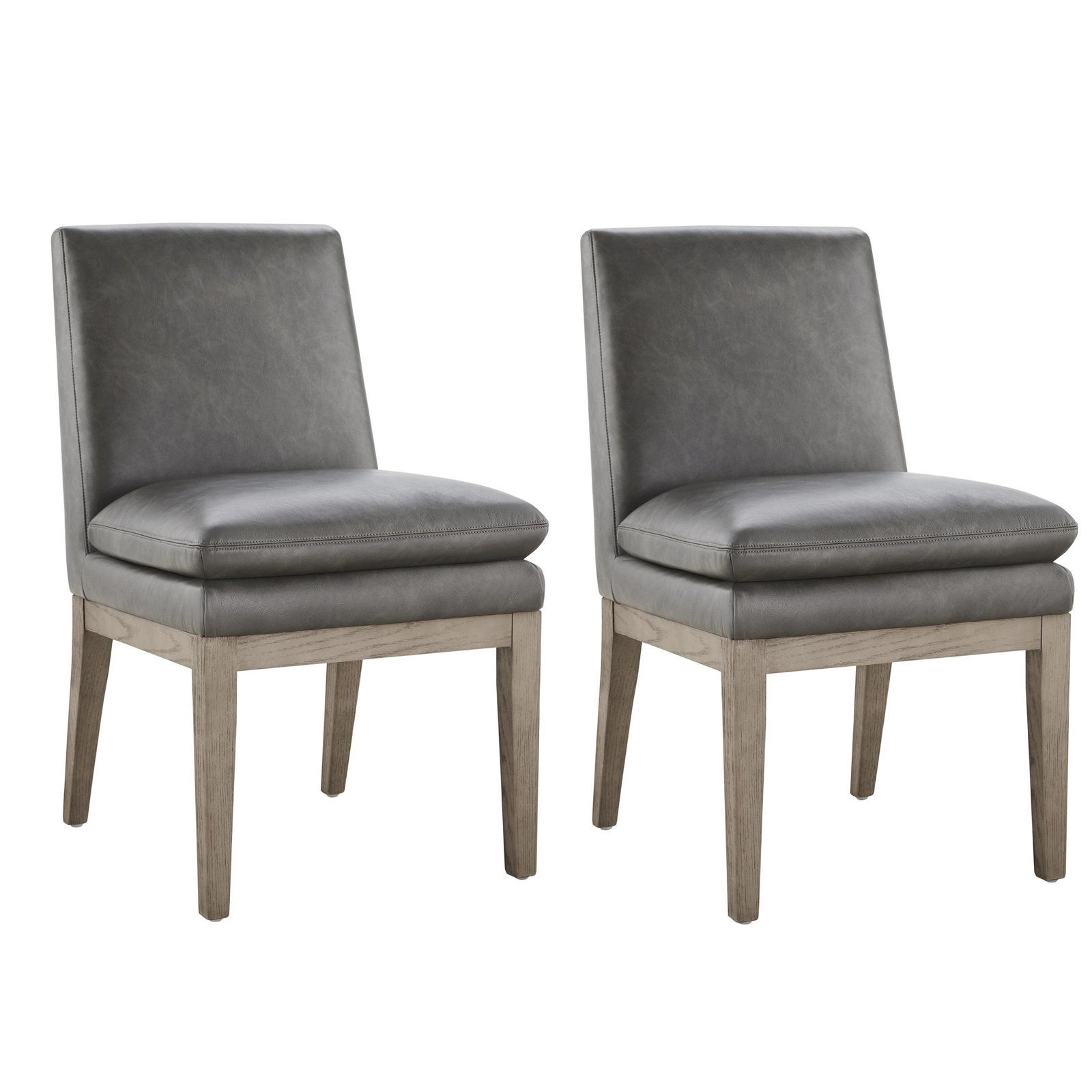 Bethea Leather Upholstered Dining Chair, Faux Leather Copley Slate