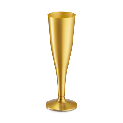 Paquet de 30 flûtes à champagne en plastique doré - 5 verres à rôtir en plastique jetables - Gobelets en plastique Mimosa 