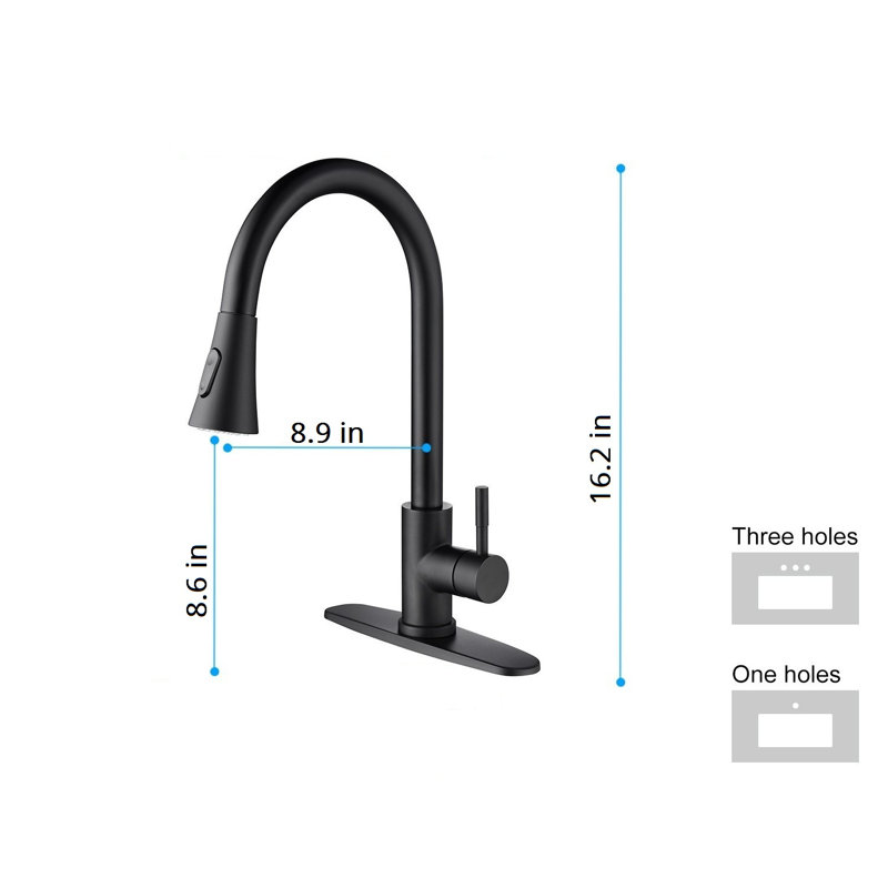 WESTINUS Pull Down Kitchen Faucet, Matte Black