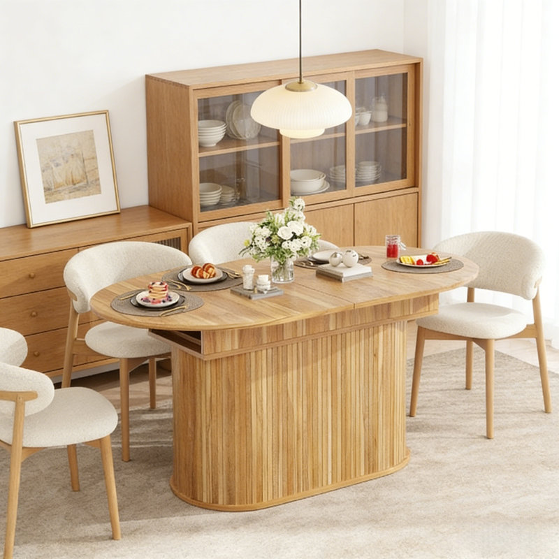 Table de salle à manger extensible Mid-Century, Naturel