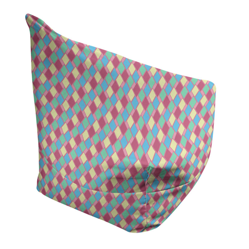 Sac de pois Leffel, H 27 po x l 30 po x P 25 po, Housse de pouf, Bleu / Vert / Jaune