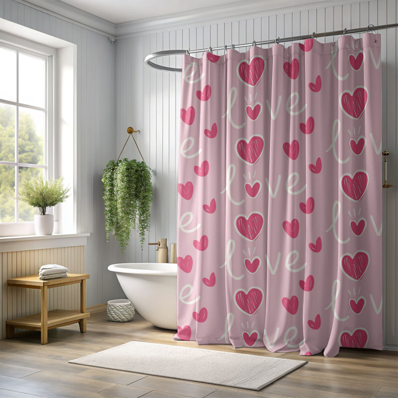 Rideau de douche standard 1 pièce Pure Heartfelt Design, H 74 po x l 71 po