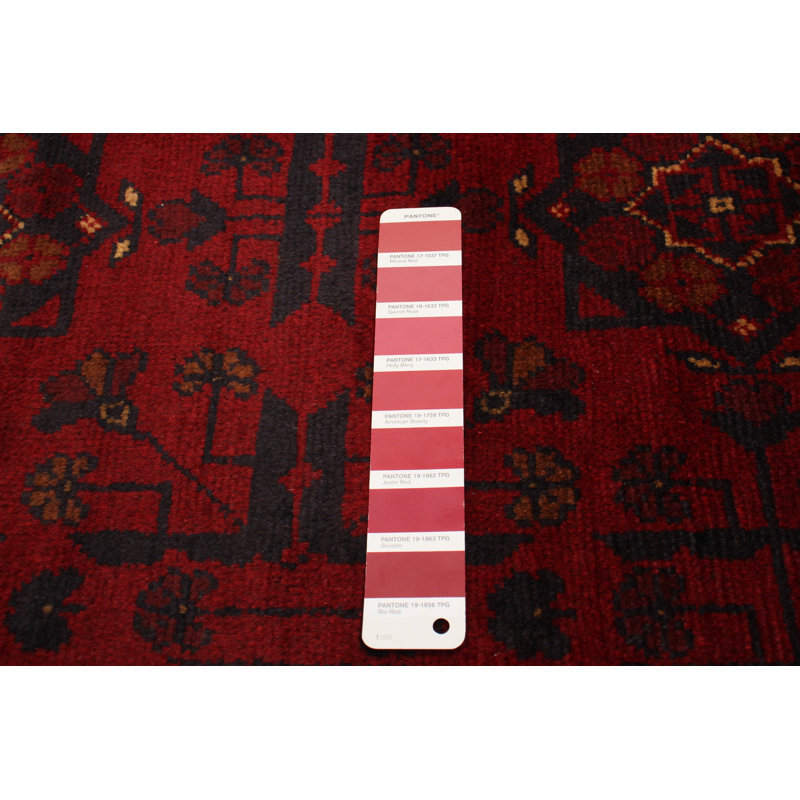 Tapis rouge en laine noué à la main de conception unique 8 pi 3 po x 10 pi 3 po New Age Adetokunbo