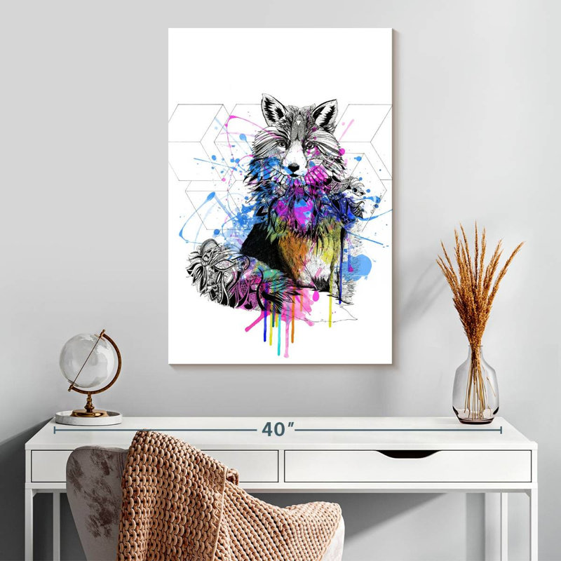 Illustration d'un renard, H 30 po x l 20 po