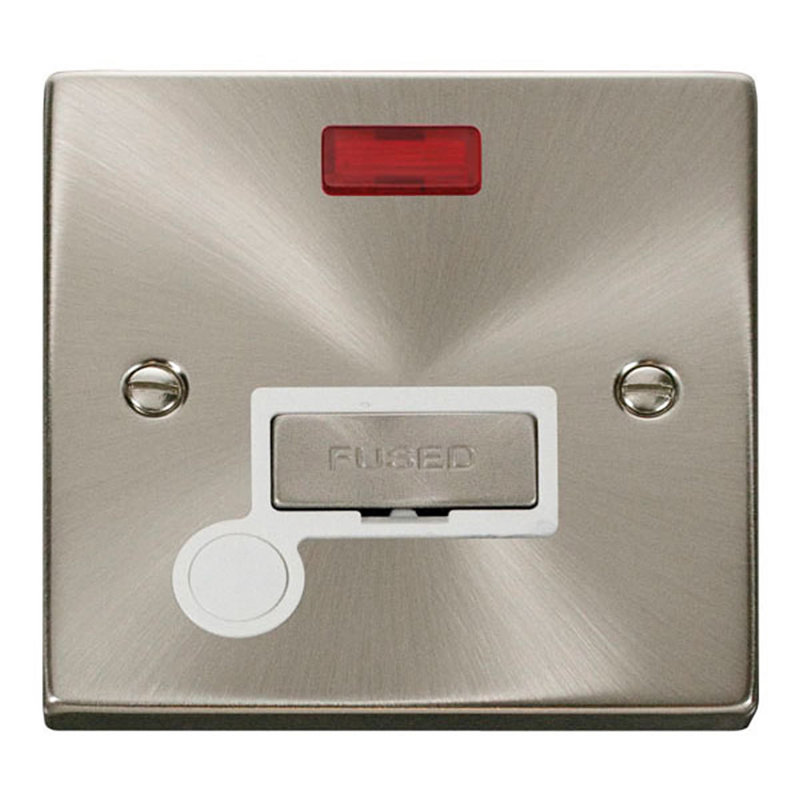 Satin / Brushed Chrome 13A Fused Ingot Connection Unit With Neon With Flex