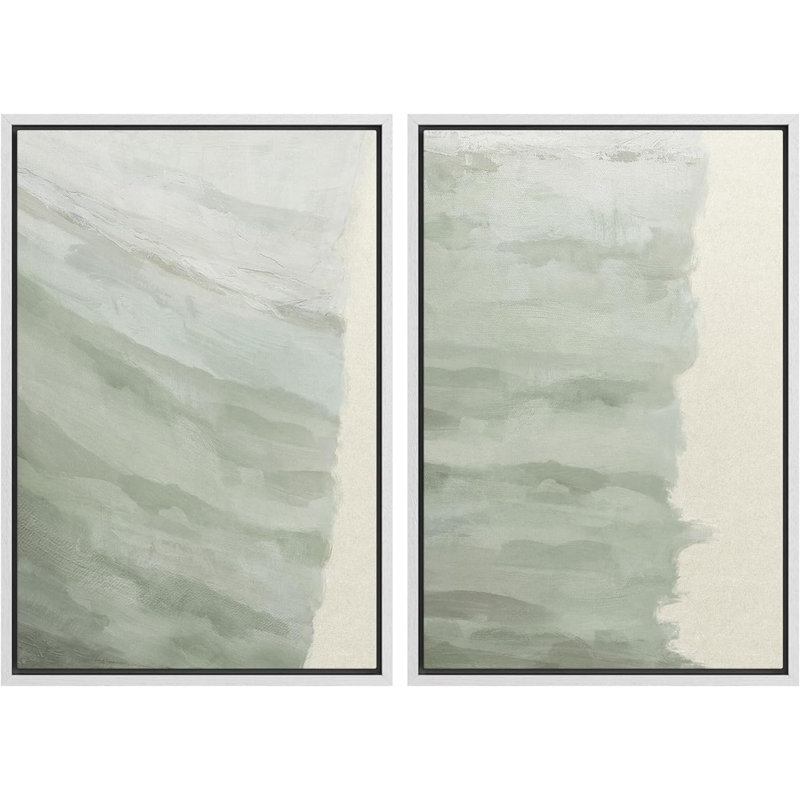 Collage de coups de peinture rustique blanc et brun clair - ensemble d'impressions sur toile flottante, Blanc