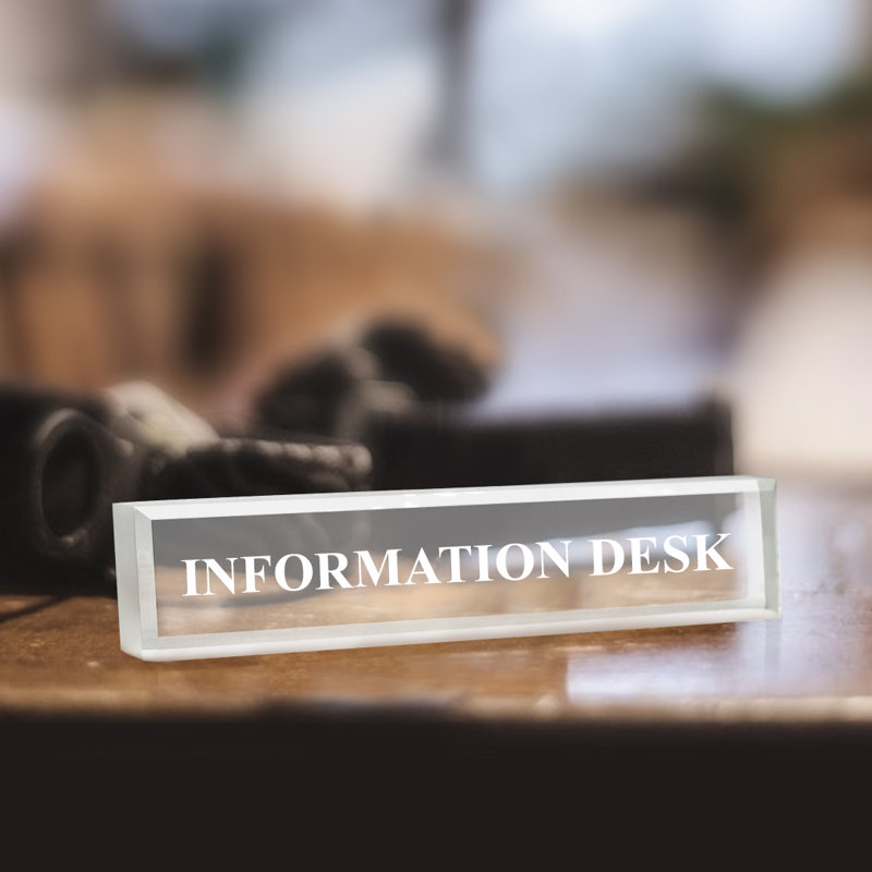 Bureau d'information 2 po x 8 po en acrylique noir - Accessoires de bureau, Givré