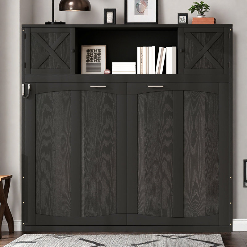 Lit escamotable double avec armoires de rangement