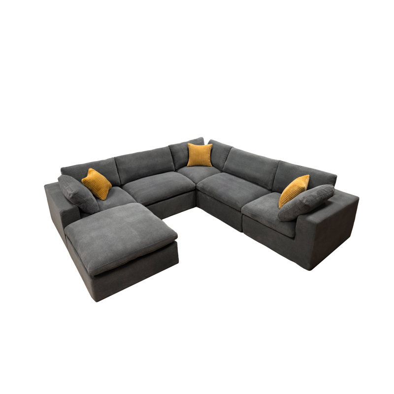 Mowywihead Full Compressed Modular Sectional, Light Gray