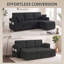 Canapé-lit modulaire réversible coulissant 223 cm, noir