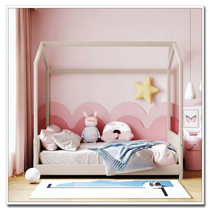 Lit en bois Velvet House, Beige, Complète