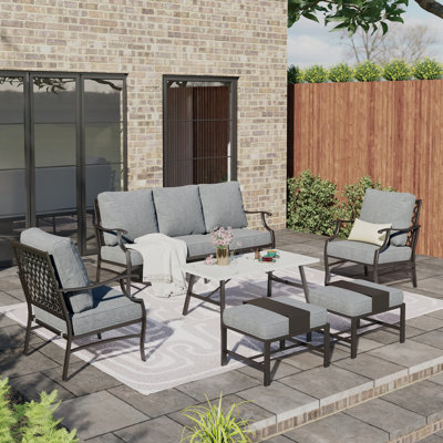 Asfand 5-7- Person Patio Conversation Set with Optional Ottoman