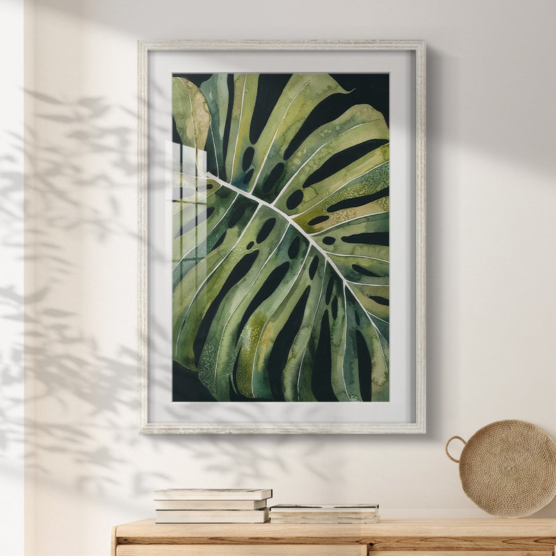 Nocturnal Monstera I - impression encadrée, H 19,5 po x l 16,5 po, Blanc