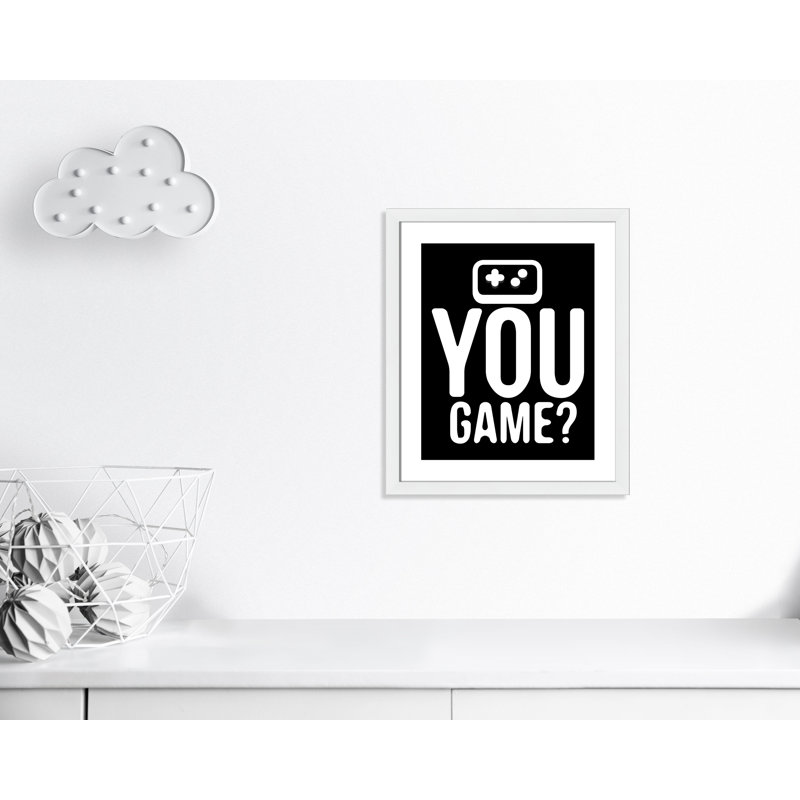 «You Game inversée», art encadré, H 26,5 po x l 22,5 po x P 0,63 po, Cadre blanc