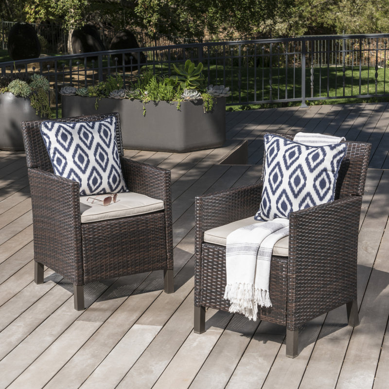 Chaise de patio avec coussin Arguelles, Brun