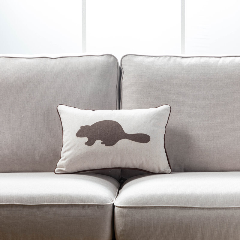 Beaver Rectangular Lumbar Pillow, Dark Brown