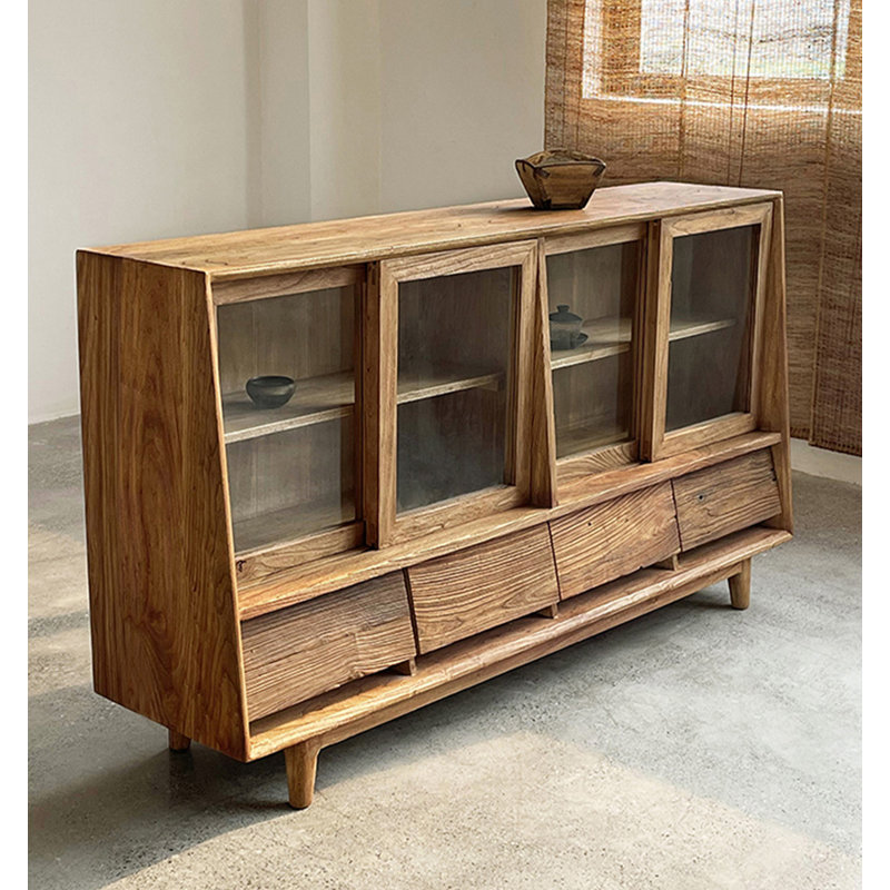 Buffet en bois d'orme de style Wabi-sabi