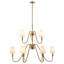 Traditional 9-Light 2-Tier Chandelier with Beige Fabric Shade-1768533511