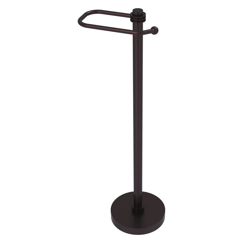 Porte-papier hygiénique de style européen sur pied avec détails en pointillés, Bronze antique