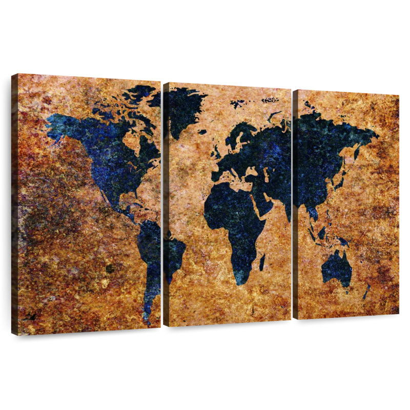Carte du monde grunge Aliaz, H 28 po x l 45 po