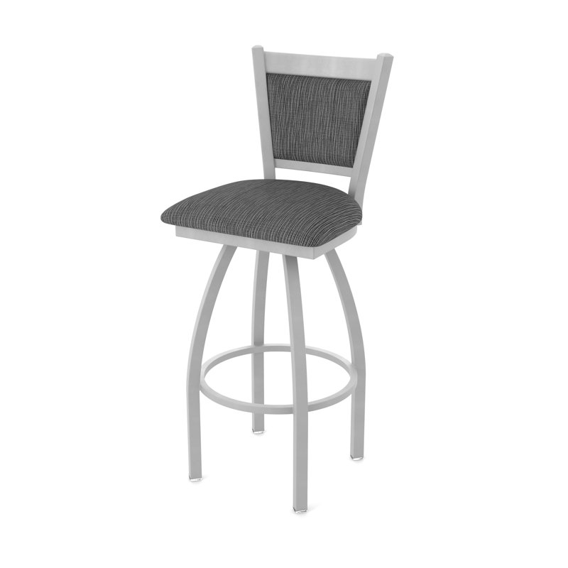 Tabouret pivotant Hadleigh, Nickel anodisé, Tissu - charbon graphique, Tabouret de bar (siège d’une hauteur de 30 po)