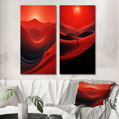 «Man Solitude In Red Arid Desert I», ensemble de 2 reproductions d'art sur toile