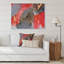 Gris et rouge, art abstrait fluide de luxe - peinture sur toile-67323103-67323106