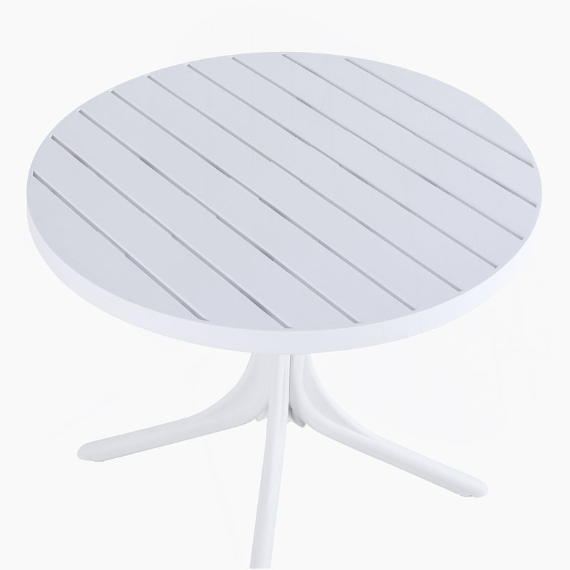 Table ronde moderne en plastique blanc moderne - table de salle à manger intérieure / extérieure de 36 pouces et table basse, table de patio légère en polypropylène toutes saisons pour le jardin, la cour, la cuisine, le camping (blanc)