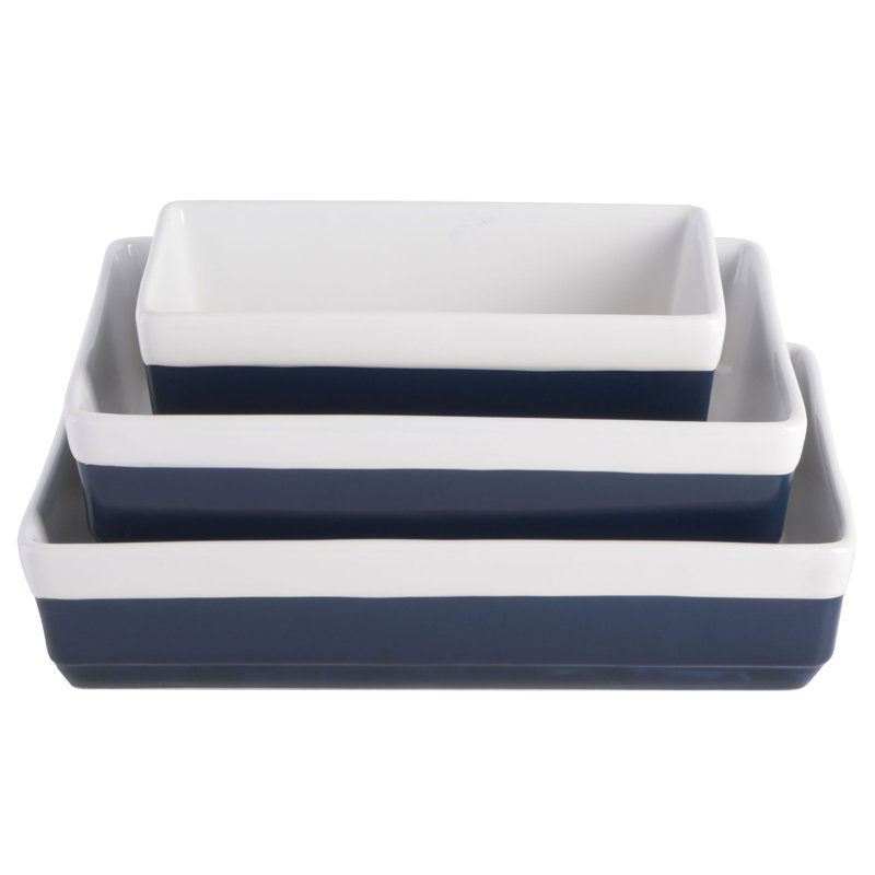 Martha Stewart 3 Piece Stoneware Bakeware Set, Cobalt