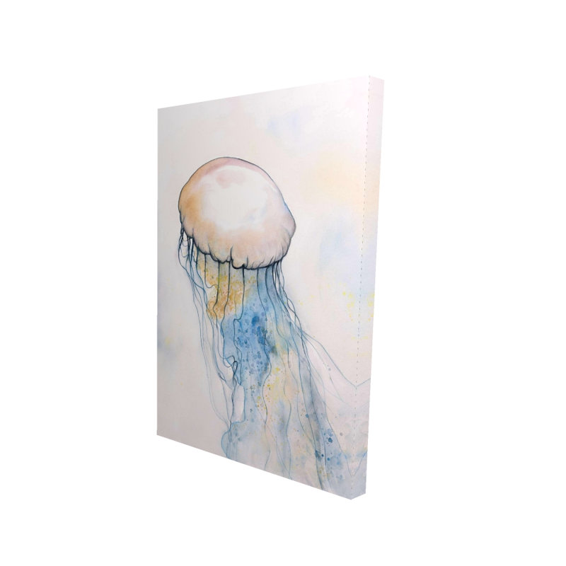 Aquarelle, méduse, toile, animaux de mer, décoration intérieure