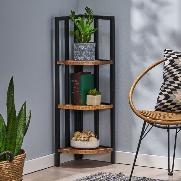 Kechi Corner Shelf Corner Bookcase with 5 Tier Storage Shelves for Bedroom, Living Room Latitude Run Color: Rustic Brown