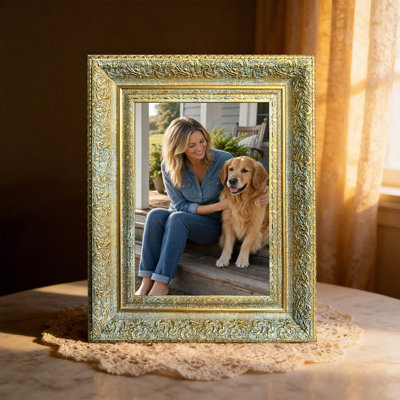 Antique Gold 3 PCS Tabletop Picture Frame for 5" x 7" Photos and Mother's Day Gifts