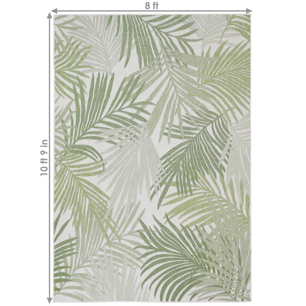 Hampton Bay Tropical Palm Leaves Black 5 ft. x 7 ft. Indoor/Outdoor Area Rug