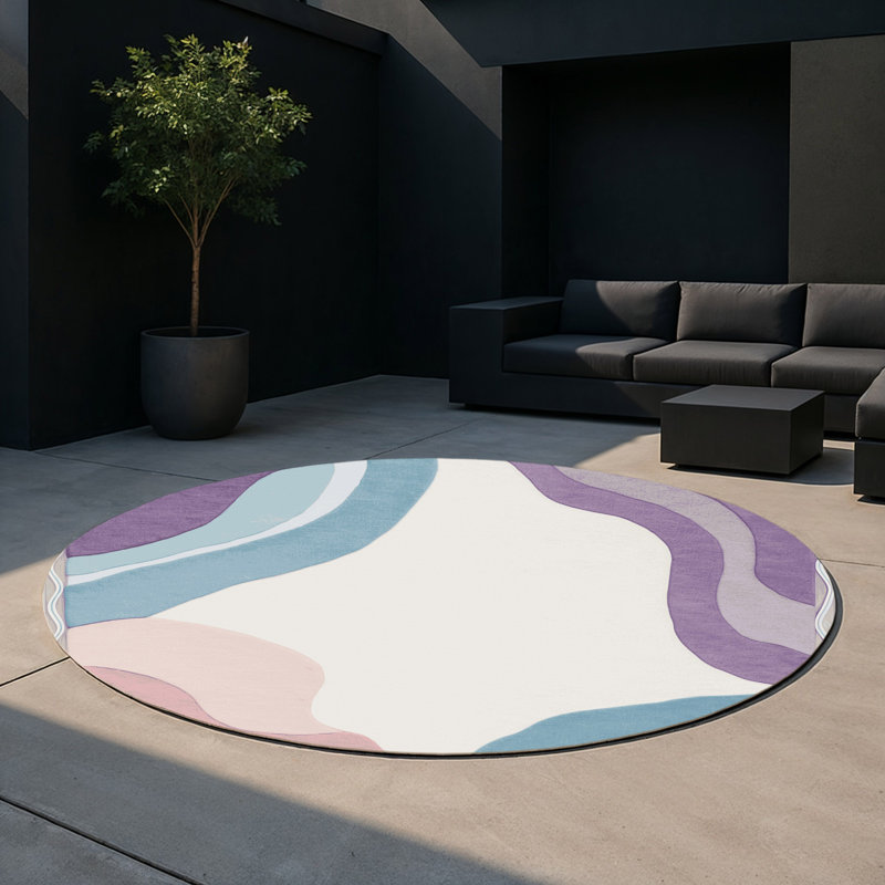 Wistful Stream Indoor And Outdoor Area Rug, Round 5'