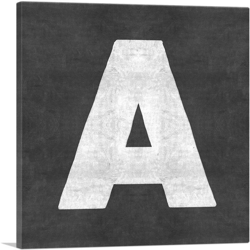 «Chalkboard Alphabet Lettre A», reproduction d'art textuel sur toile tendue, H 26 po x l 26 po x P 1,5 po