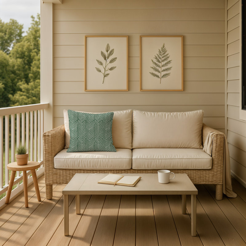 Chevron Outdoor Reversible Throw Pillow, 20" x 20", Green