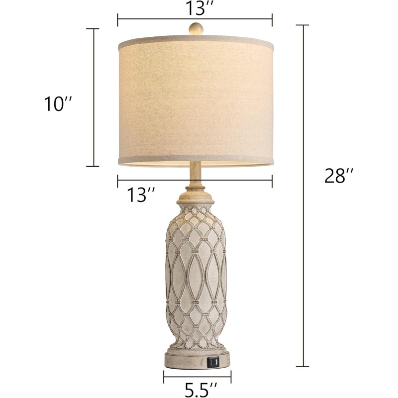 Farmhouse 28" Table Lamps With USB Charging & Dimmable Touch Control For Living Room, Bedroom - Set Of 2