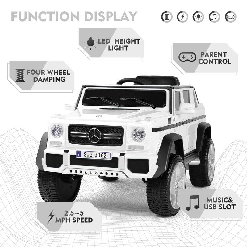12v7ah alimenté par batterie avec un siège d'unité centrale, camion-jouet électrique sous licence G-550, Blanc