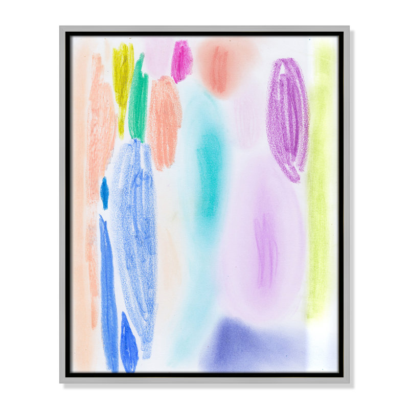 «Vivid Space II» par Bea Dina, Toile argentée avec cadre flottant, Pas de tapis, H 21,5 po x l 17,5 po x P 2 po