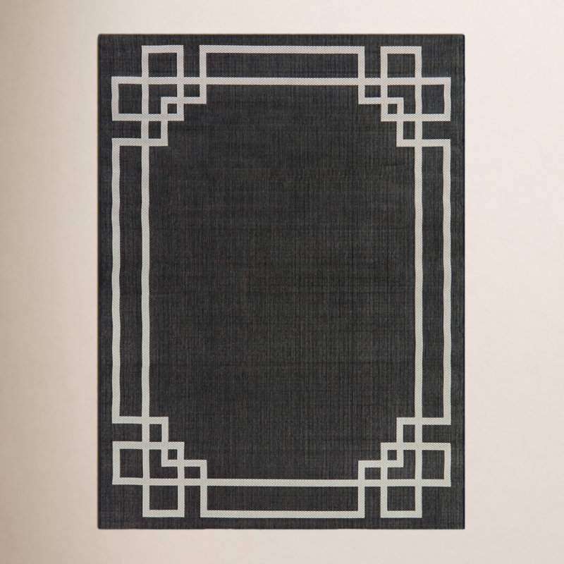 Liyuan Black/White Indoor/Outdoor Area Rug, Rectangle 5 pi 3 po x 7 pi