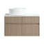 Meuble-lavabo mural 32 po avec lavabo en céramique et panneau plat en PVC, 2 portes à fermeture douce et 1 tiroir, emballage KD, panneau de particules-1824432291