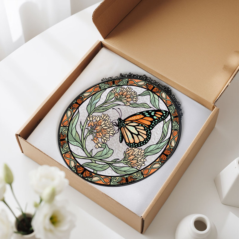 Vitrail de vitrail papillon Butterfly, 7,8 heures, 7.8"H