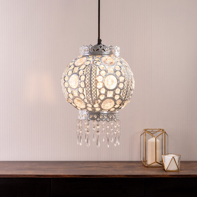 35cm H Metal Round Pendant Shade, Silver